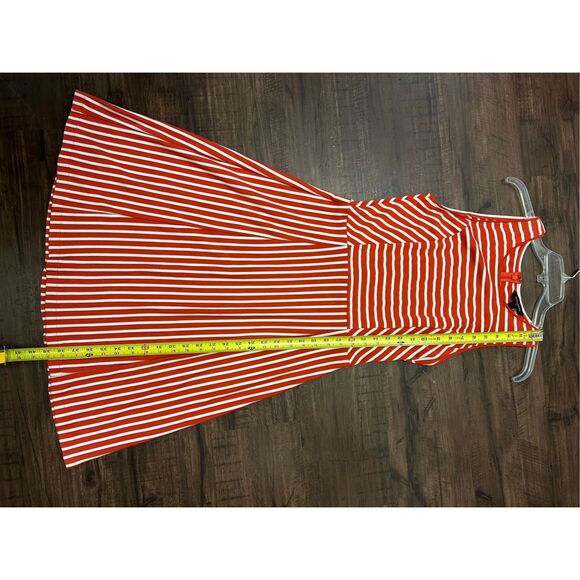 Banana Republic Orange and White Striped Rayon Blend A-Line Dress, Size 10 - Picture 2 of 7